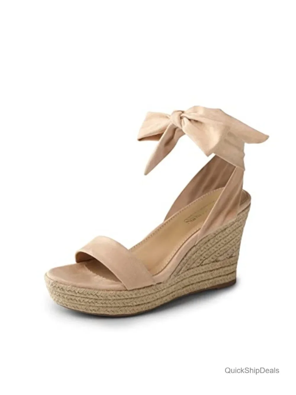 Open Toe Espadrilles Wedges Lace Up Ankle Strap Platform Sandals Faux Suede